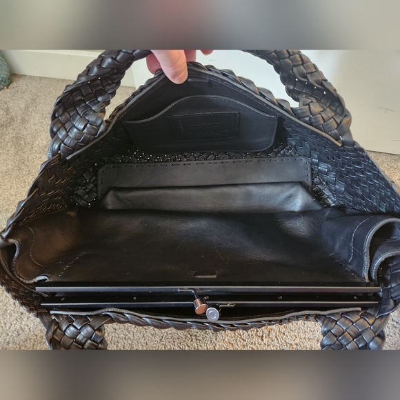 Falor Hand Woven Italian Leather Handbag Bag Satchel in Black; New w/o Tags - Picture 2 of 16